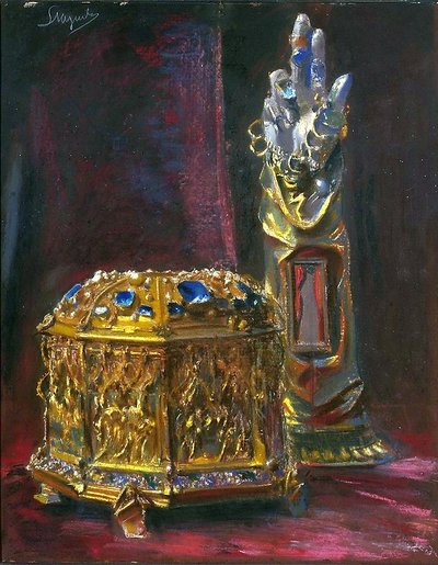 Relikwieën voor het hoofd en de hand van St. Stanislaus door Leon Wyczokowski